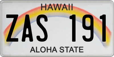 HI license plate ZAS191