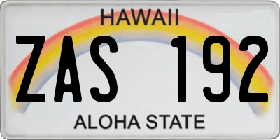HI license plate ZAS192