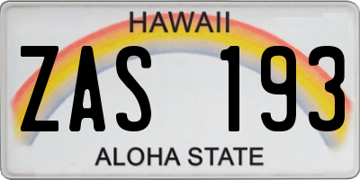 HI license plate ZAS193