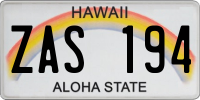 HI license plate ZAS194
