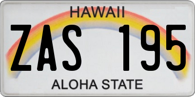 HI license plate ZAS195