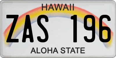 HI license plate ZAS196