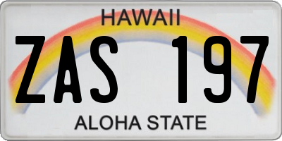 HI license plate ZAS197