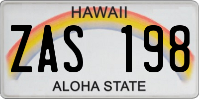 HI license plate ZAS198