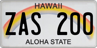 HI license plate ZAS200