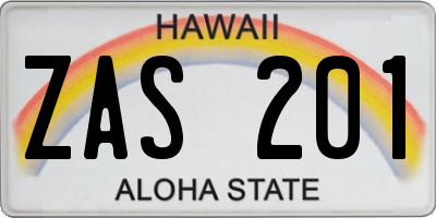 HI license plate ZAS201