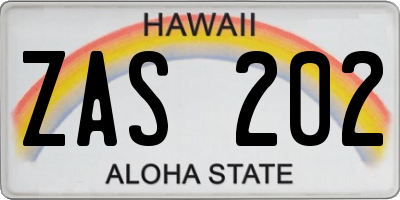 HI license plate ZAS202