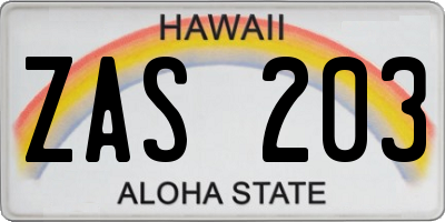 HI license plate ZAS203