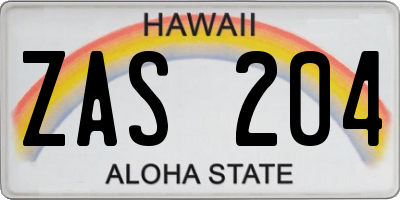HI license plate ZAS204