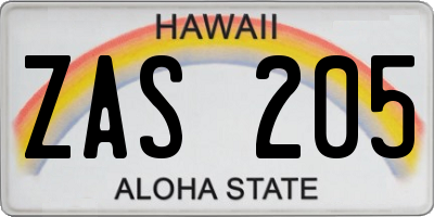 HI license plate ZAS205