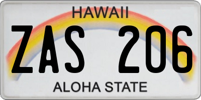 HI license plate ZAS206