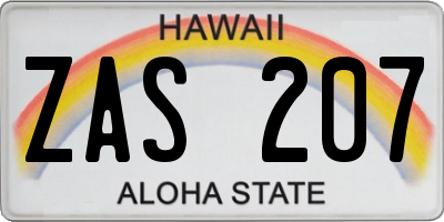 HI license plate ZAS207