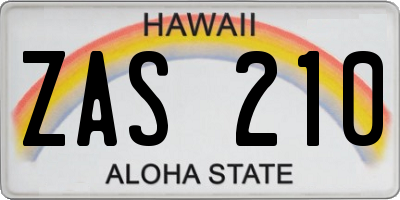 HI license plate ZAS210