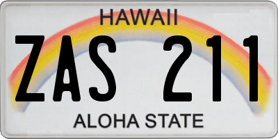 HI license plate ZAS211