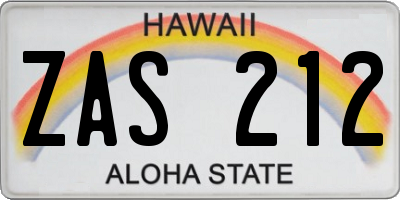 HI license plate ZAS212