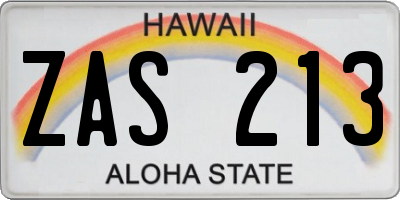 HI license plate ZAS213