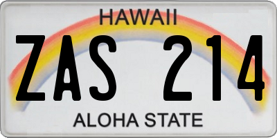 HI license plate ZAS214