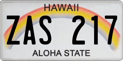 HI license plate ZAS217