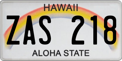 HI license plate ZAS218