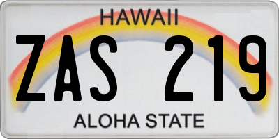 HI license plate ZAS219