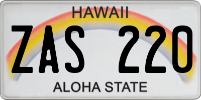 HI license plate ZAS220