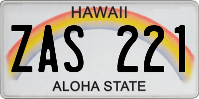 HI license plate ZAS221