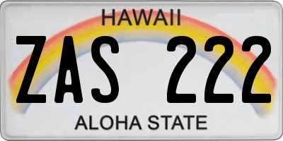 HI license plate ZAS222
