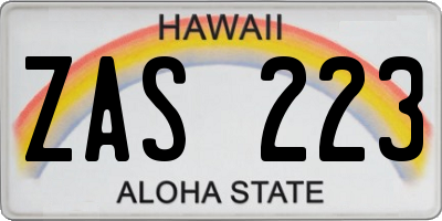 HI license plate ZAS223