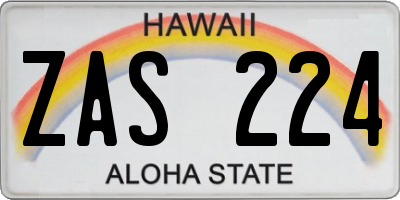 HI license plate ZAS224