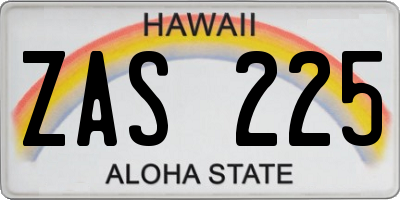 HI license plate ZAS225