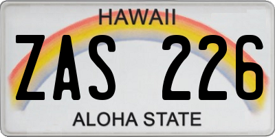HI license plate ZAS226