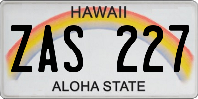HI license plate ZAS227