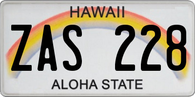HI license plate ZAS228