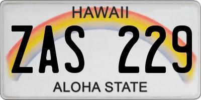 HI license plate ZAS229