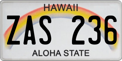 HI license plate ZAS236