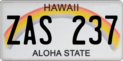HI license plate ZAS237