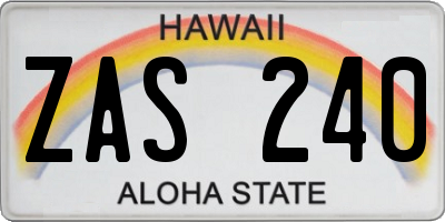 HI license plate ZAS240