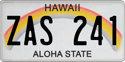 HI license plate ZAS241
