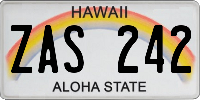 HI license plate ZAS242