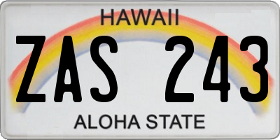 HI license plate ZAS243