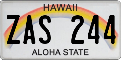 HI license plate ZAS244