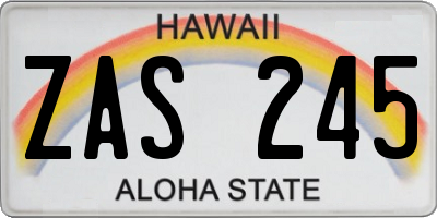 HI license plate ZAS245