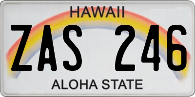 HI license plate ZAS246