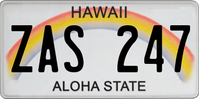 HI license plate ZAS247