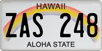 HI license plate ZAS248