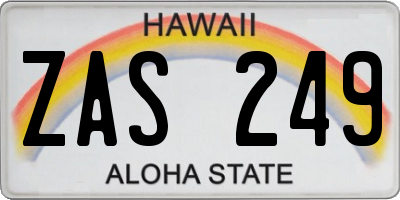 HI license plate ZAS249