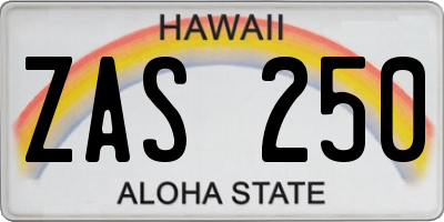 HI license plate ZAS250