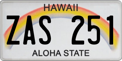 HI license plate ZAS251