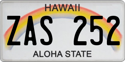 HI license plate ZAS252