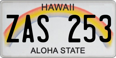 HI license plate ZAS253